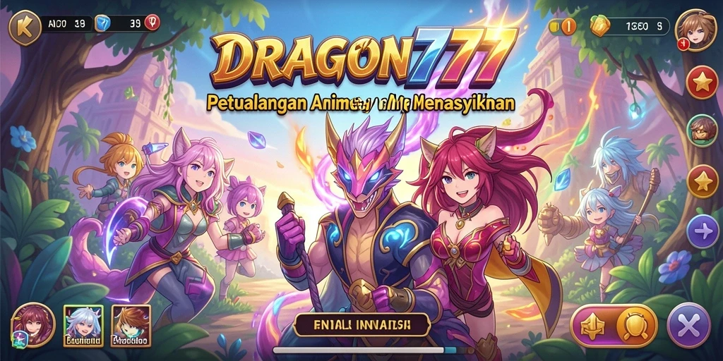 Tampilan gameplay menarik dari DRAGON777 dengan karakter Anime yang hidup.