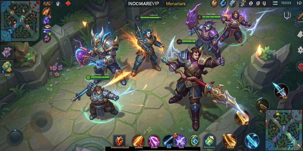 Tampilan gameplay MOBA yang mendebarkan di INDOMAREVIP.