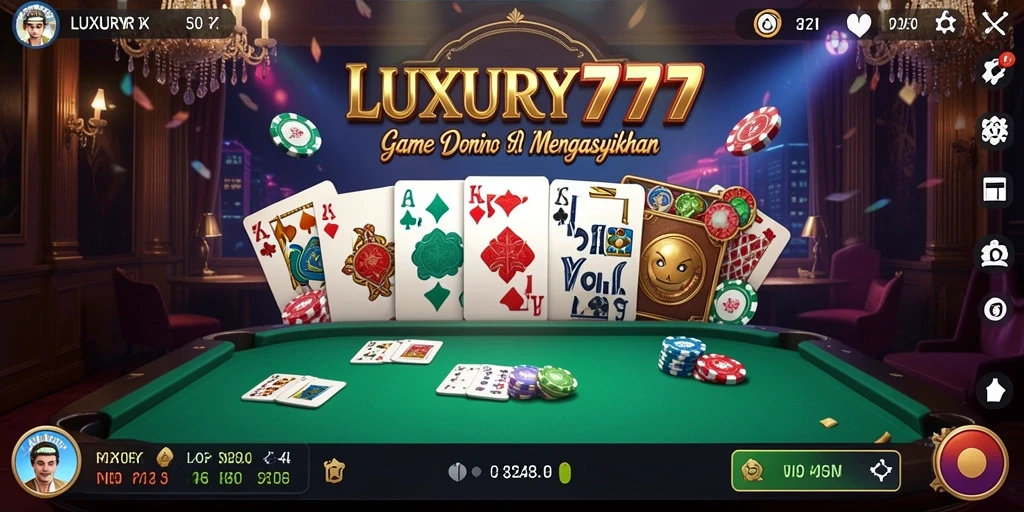 Tampilan gameplay seru LUXURY777 dengan pemain berkompetisi.
