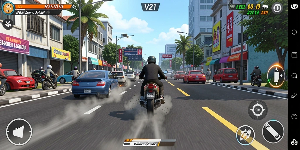 Gameplay balap seru V21 dengan mobil menakjubkan.