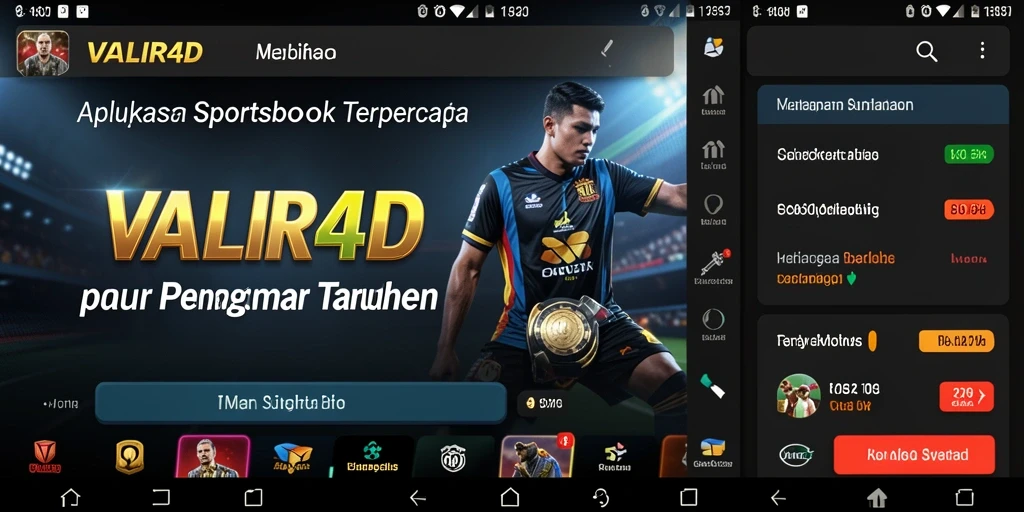 Screenshot gameplay VALIR4D dengan berbagai opsi taruhan Sportsbook.